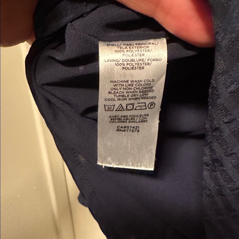 Ann Taylor Navy Ruffle Front Blouse - Picture 4 of 5
